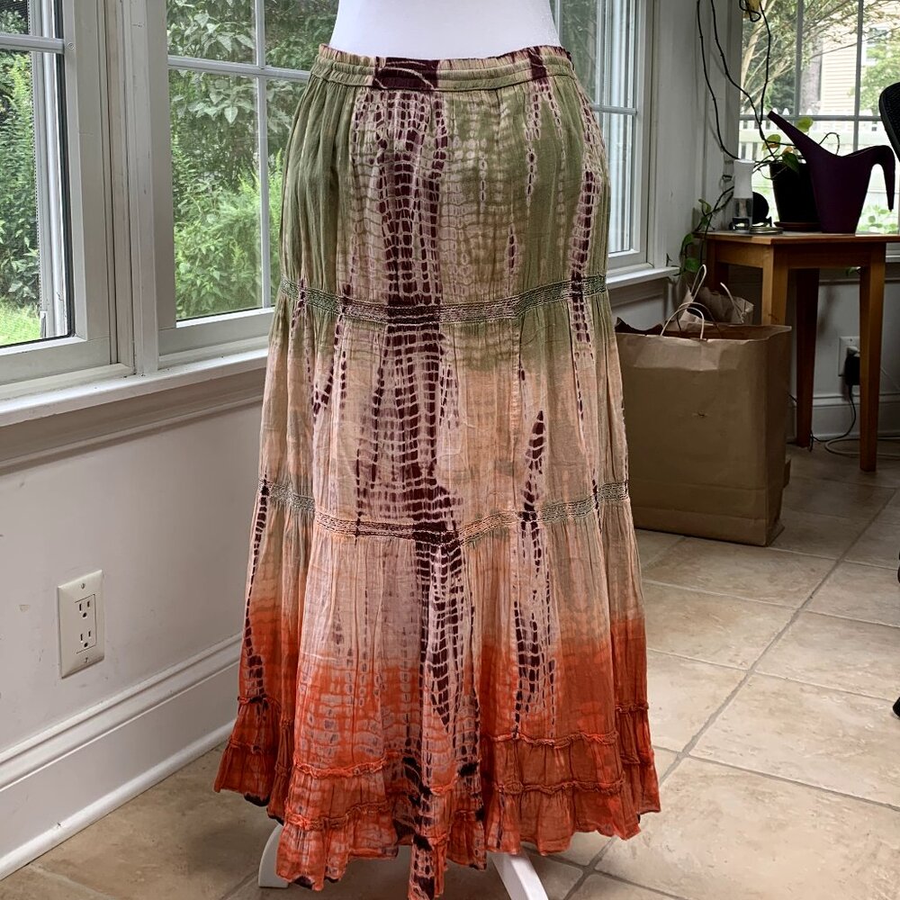 SOLD Boho Gypsy Hippie Tiered Maxi Skirt - Picture 9 of 11